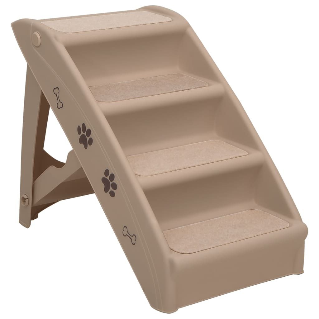 vidaXL Hunderampe Hundetreppe Klappbar Braun 62x40x49,5 cm, Hundetreppe Klappbar Braun Haustiertreppe Katzentreppe Einstiegshilfe