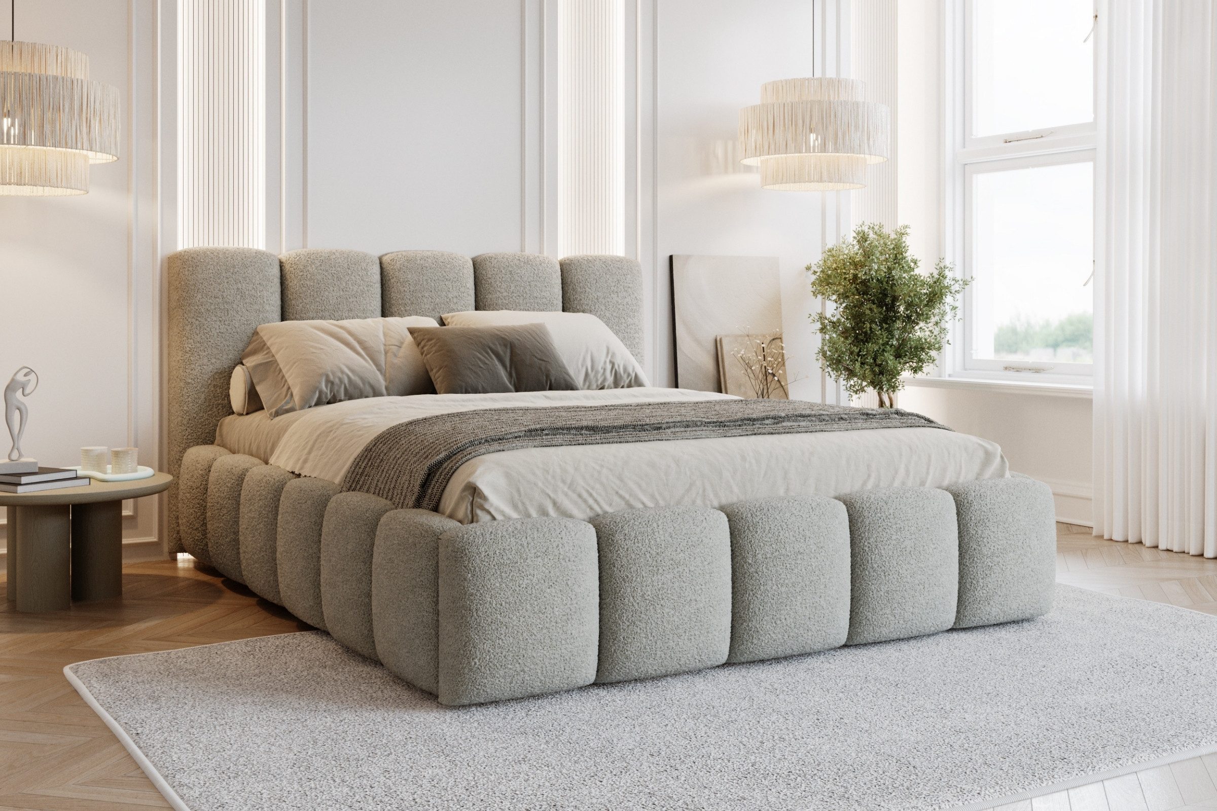 Deine Möbel 24 Polsterbett VIVIAN Bett Komplettbett Bouclé mit Bettkasten u günstig online kaufen