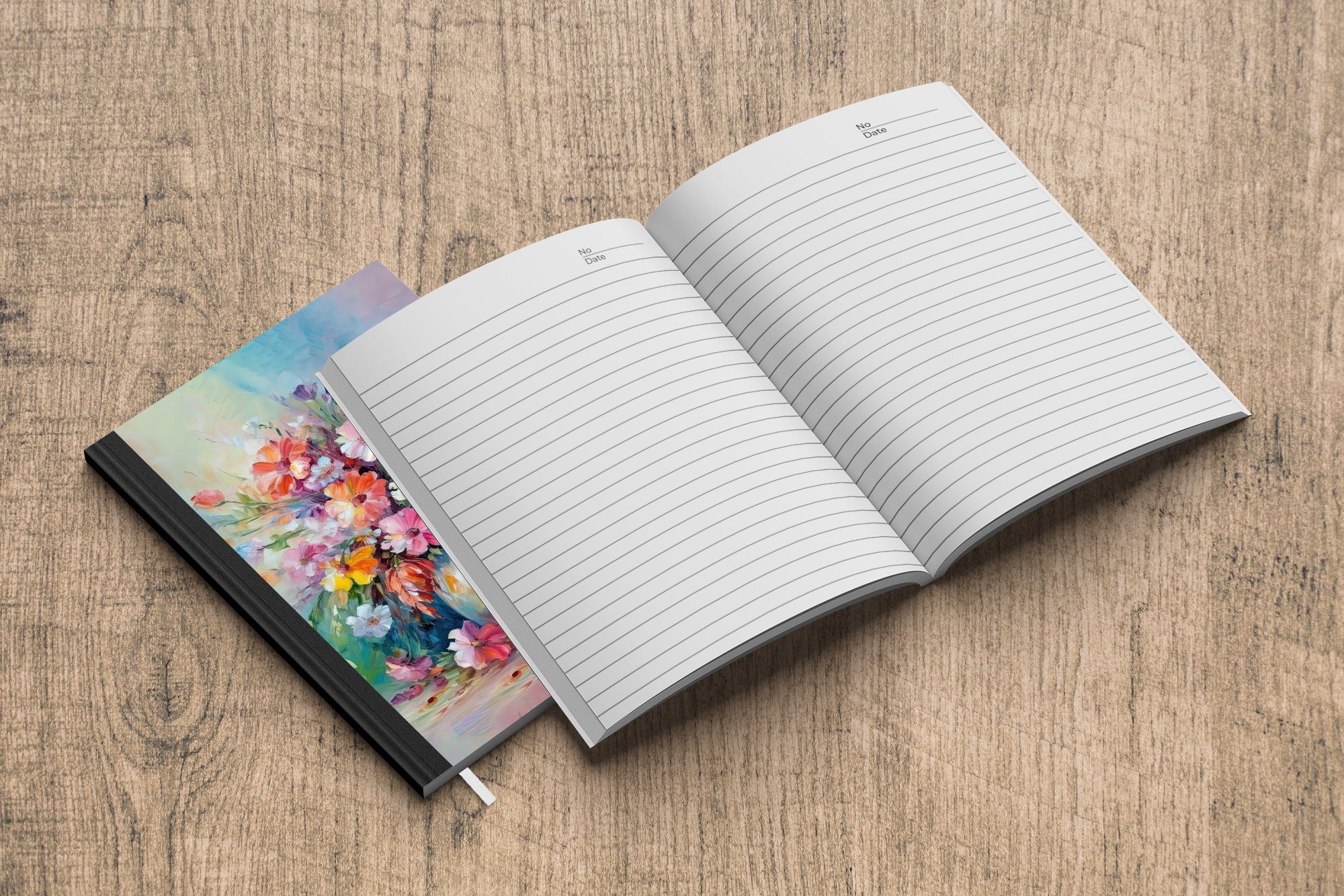 Frühling Seiten, A5, Haushaltsbuch Notizbuch Merkzettel, Journal, - Kunst Blumenstrauß, Tagebuch, Blumen - Malerei Notizheft, - 98 - MuchoWow