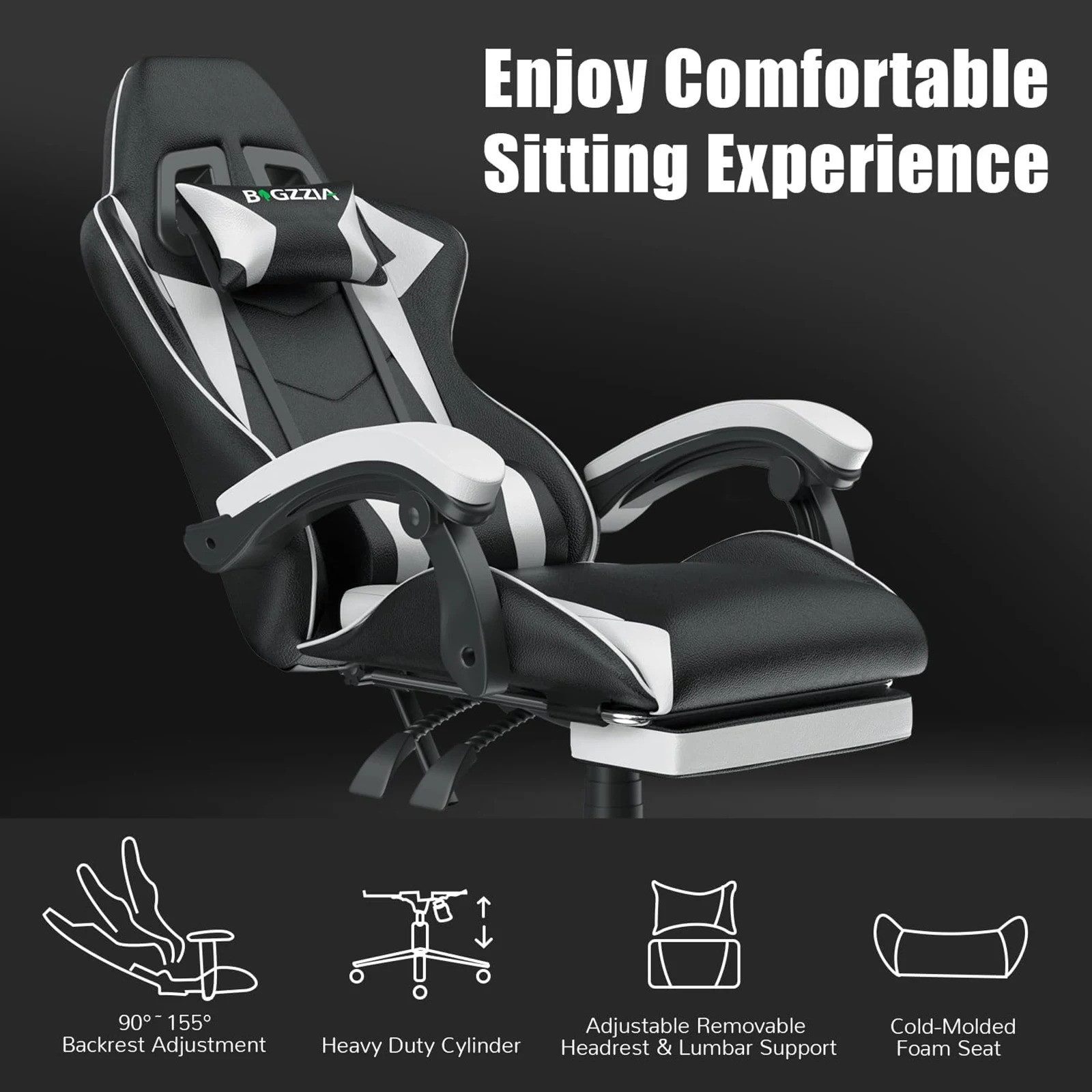 Athlix Gaming-Stuhl Gaming Chair Bürostuhl Ergonomisch mit Lendenkissen Kop günstig online kaufen