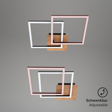 Briloner Leuchten LED Deckenleuchte 3210-014, dimmbar, schwenkbar, Speicherfunktion, Holzdekor, LED fest verbaut, Warmweiß, Deckenlampe, 62x36,8x7,3cm, Schwarz, 24W, Wohnzimmer, Schlafzimmer