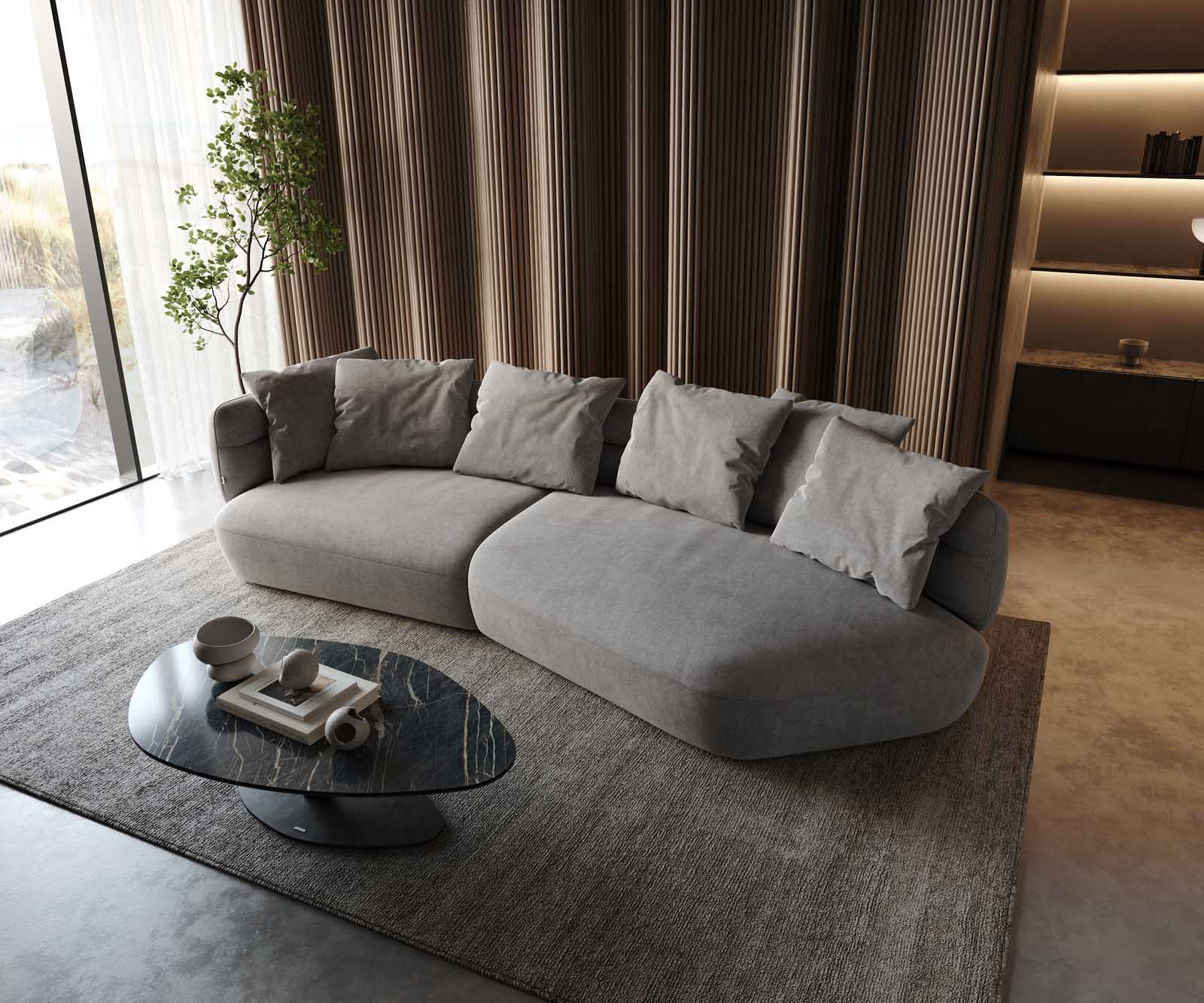 DELIFE Big-Sofa Roya, Mikrofaser Grau 320x140 cm