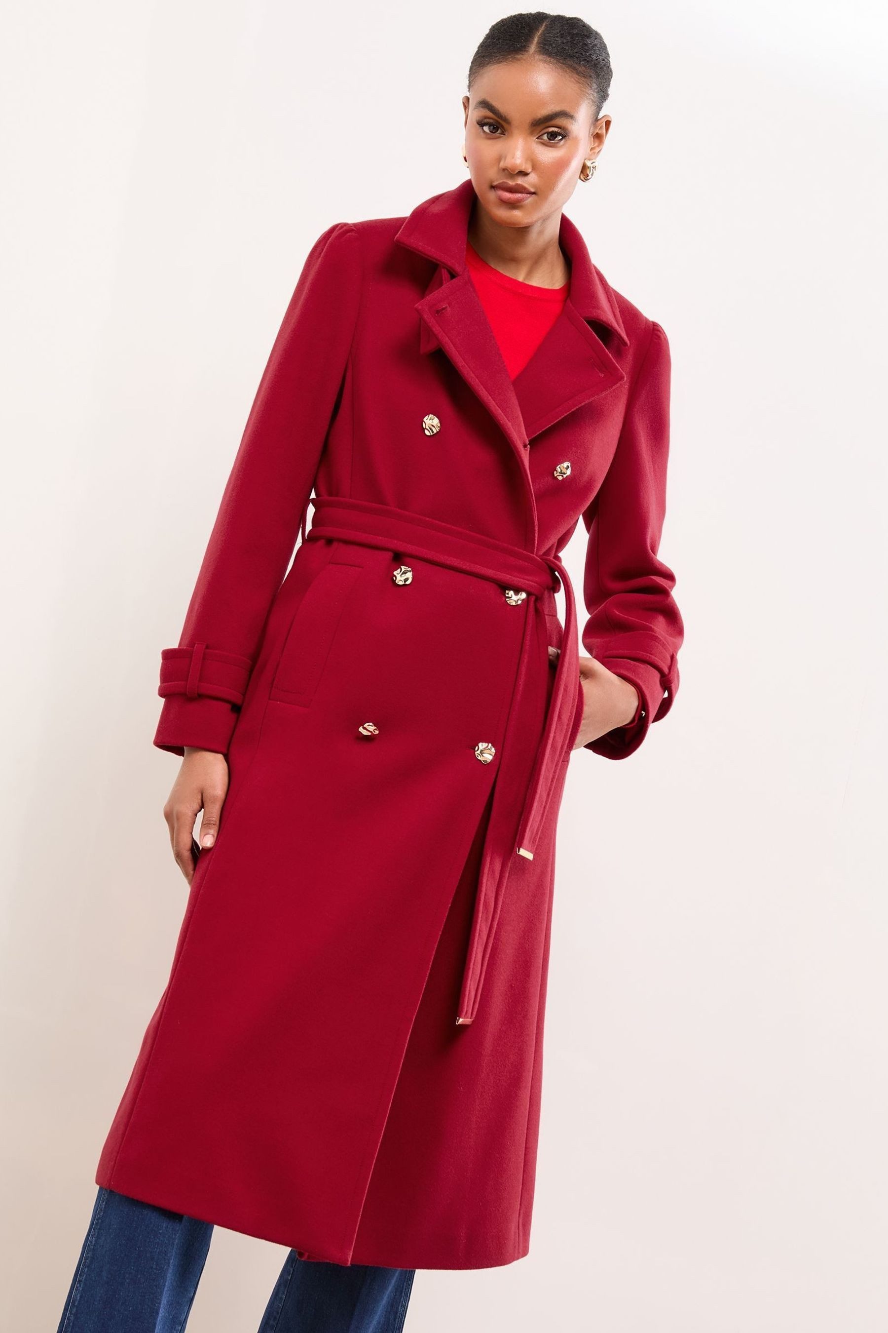 LIPSY Wintermantel Lipsy Maxi-Mantel mit Trichterkragen, Regular (1-tlg)