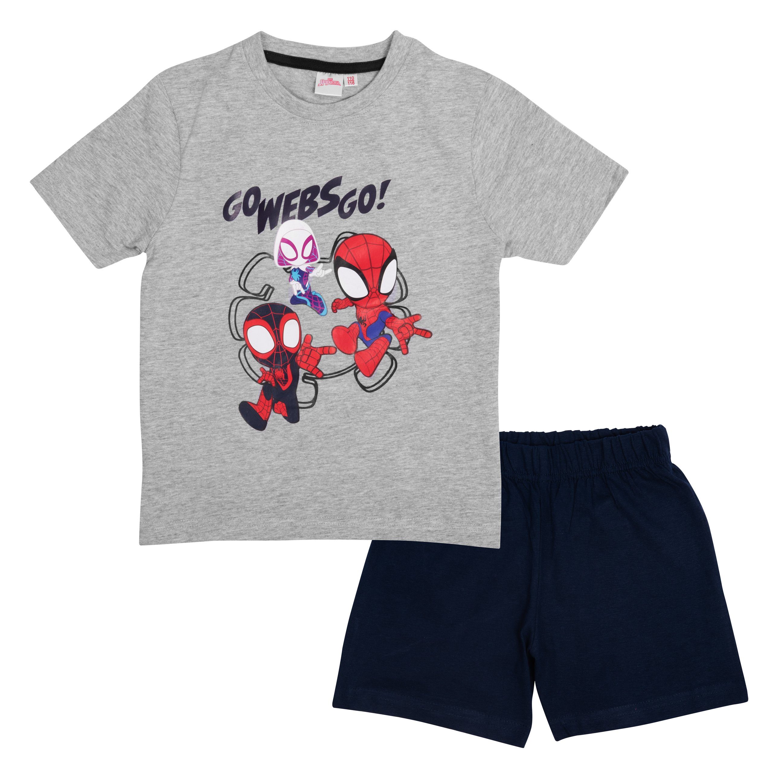 Jungen United - Spiderman Schlafanzug Labels® Marvel Grau/Schwarz Kurzarm Schlafanzug für