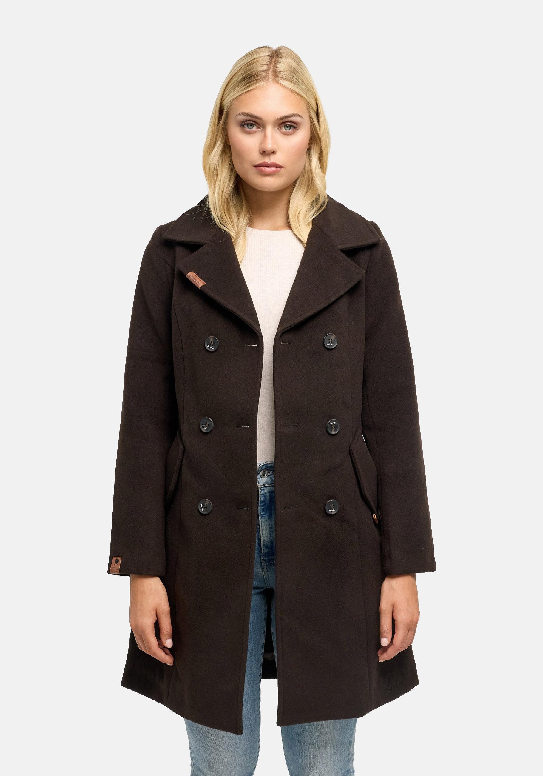 Marikoo Kurzmantel Nanakoo edler Damen Trenchcoat in Wollmantel-Optik