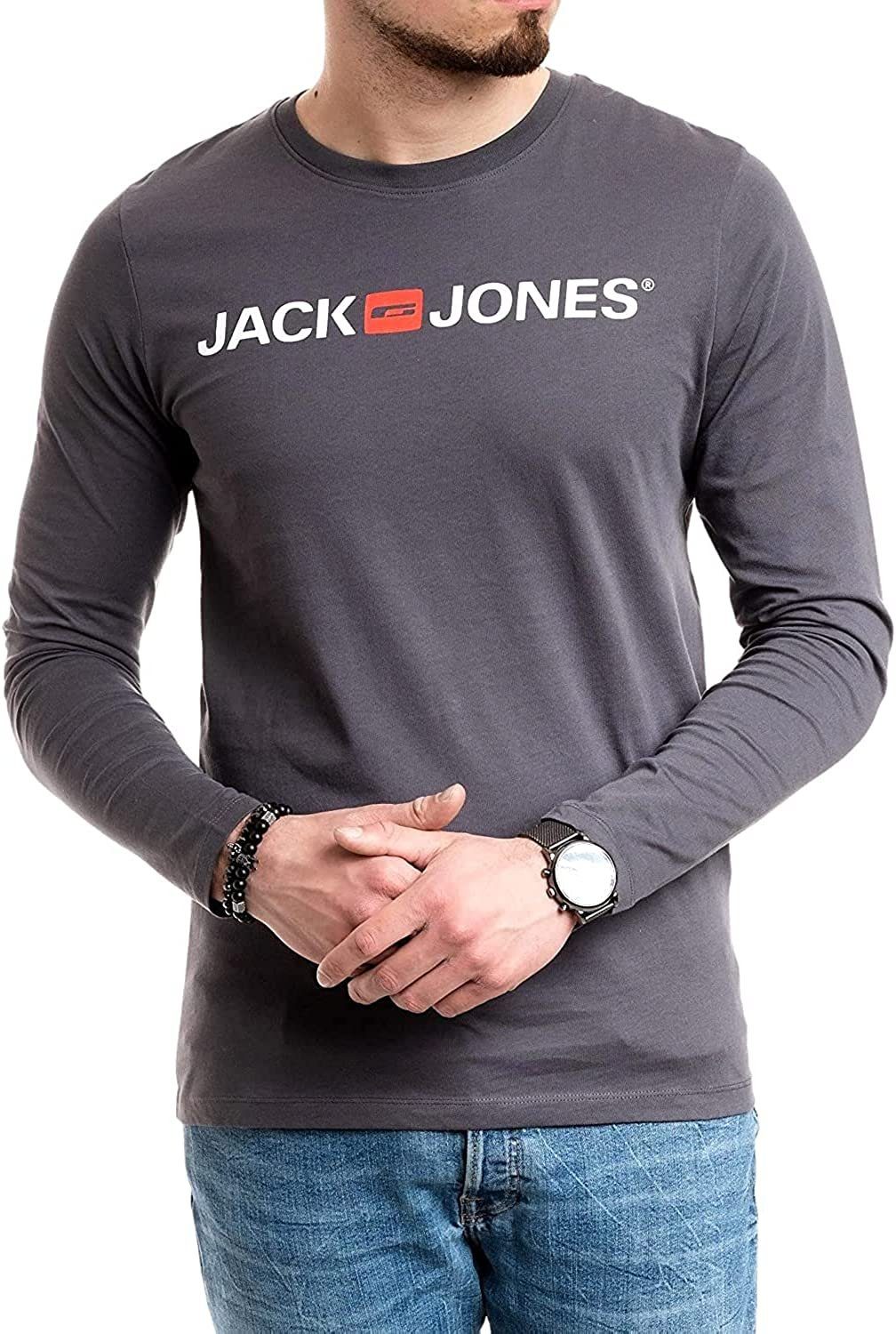 Jack & Jones Langarmshirt Asphalt Printaufdruck mit