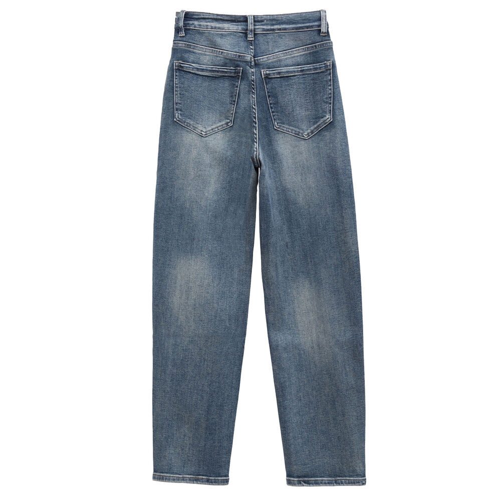 Ital-Design Mom-Jeans Vielseitige Damen Freizeitschuhe für Alltag und Arbeit (90635492) Used-Look Stretch High Waist Jeans in Blau