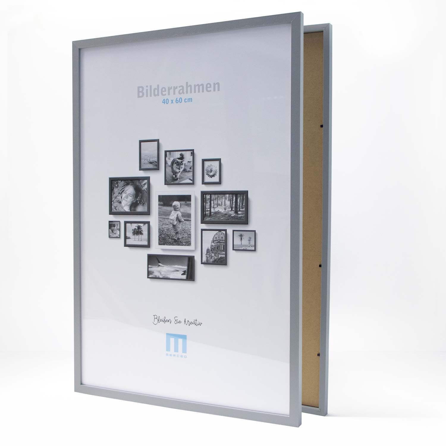 M MERCEO Bilderrahmen, 2er Set 40x60cm Bilderrahmen in grau (MDF, Acrylglas, Wandhalterung)