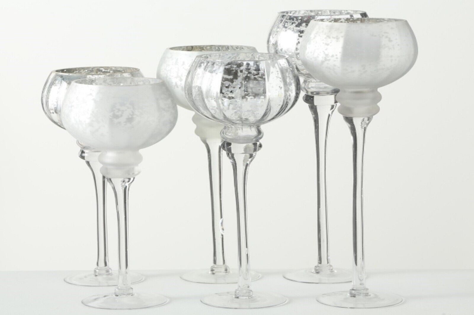 Windlicht Windlicht Manou Glas lackiert silber matt/glänzend H 38-47 cm 3-teilig