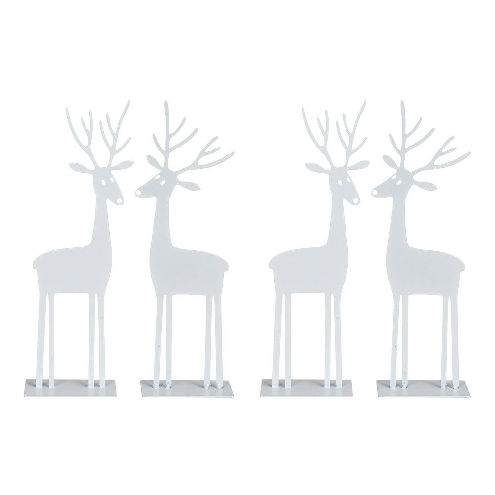 Dekoobjekt 4tlg. Hirsch ERIK weiß aus Metall Hirschfigur H25,5cm Deko Weihnachten