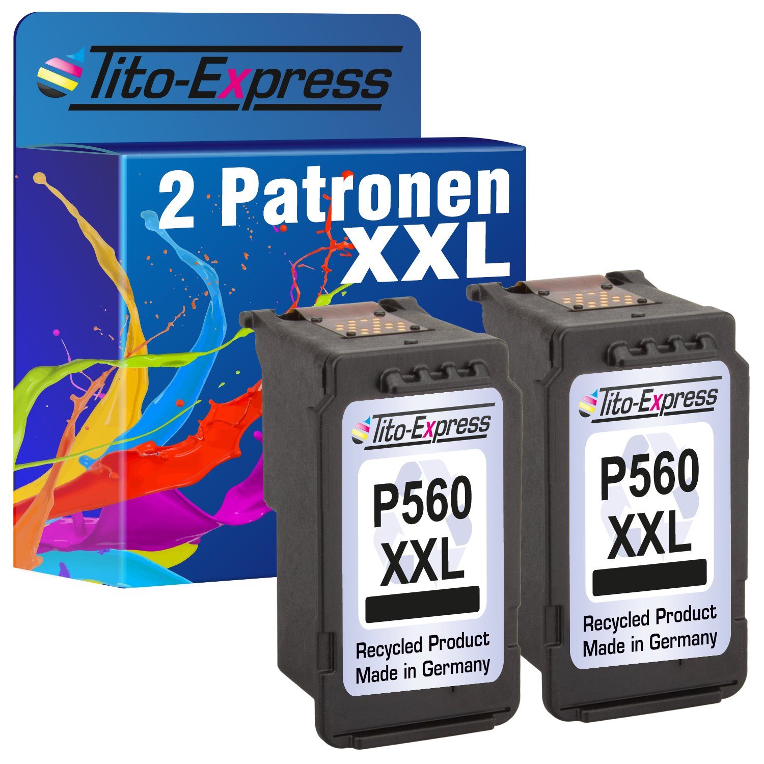 Tito-Express 2er Set ersetzt Canon Tintenpatrone (für TS5351 XL Black TS-5351a PG TS7450 TS5353 PG-560 TS7450 TS-5353a) TS5352 560 TS-5352a CL-561