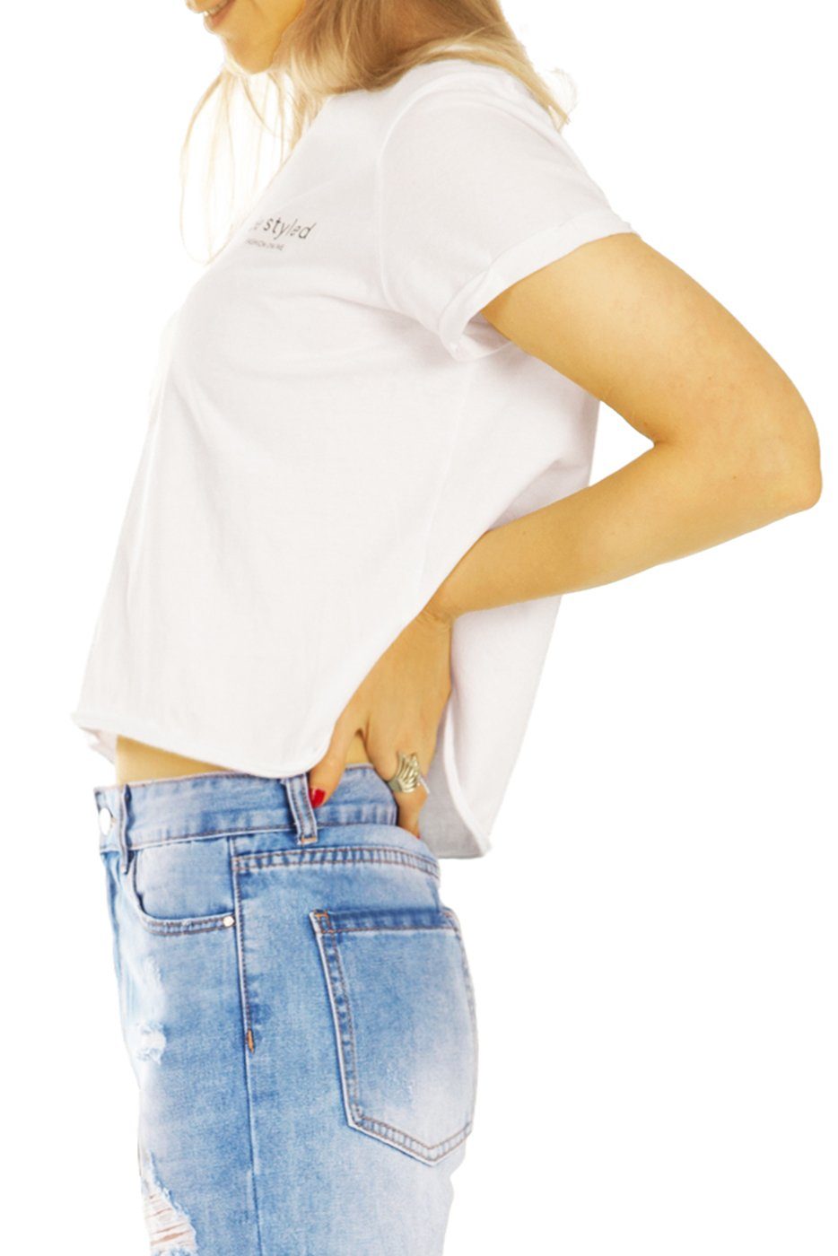 - Damen Destroyed Mom-Jeans - j6e Bequem 5-Pocket-Style Mom styled Waist High Hose be Jeans Locker -