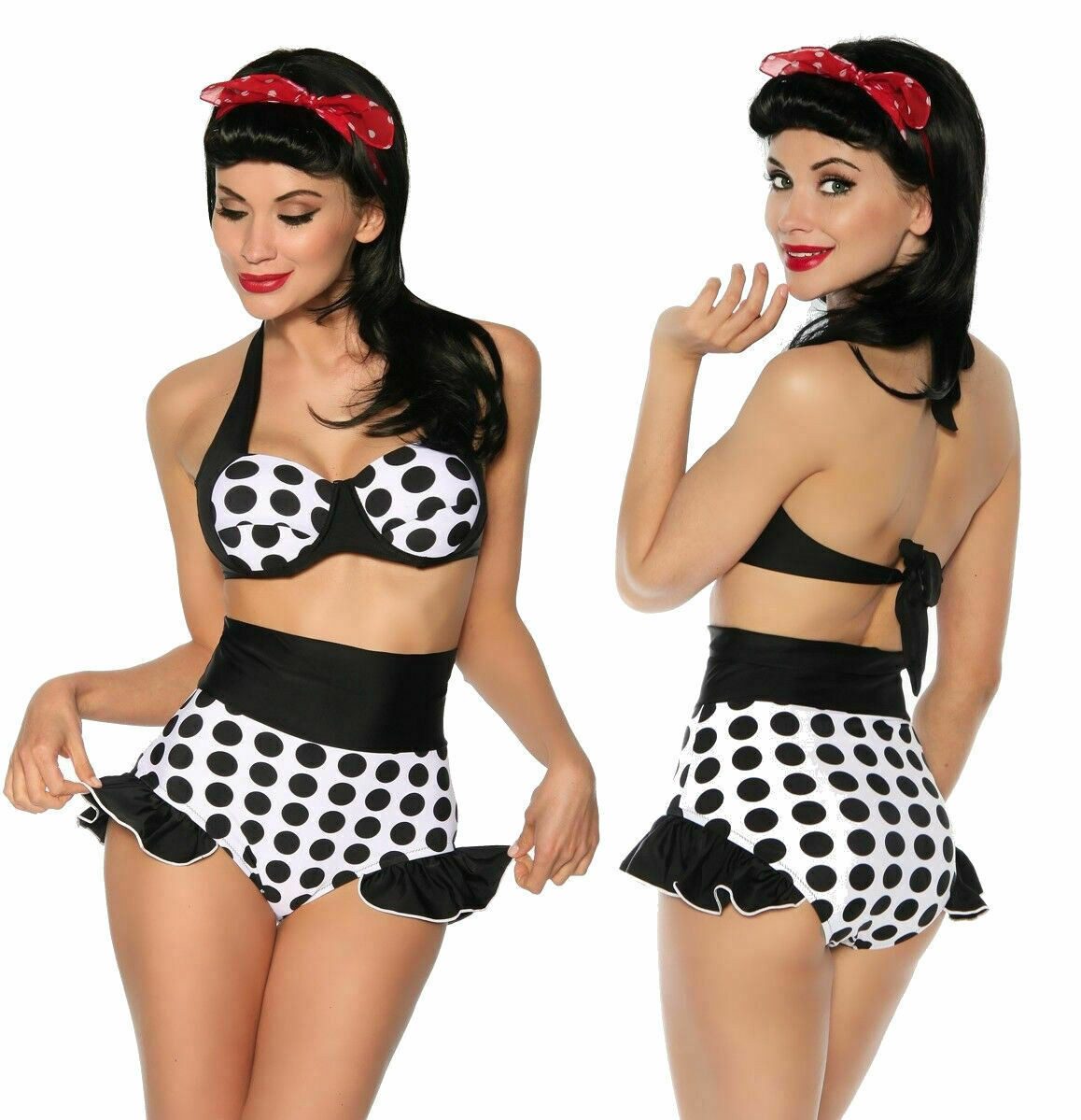 Samegame Push-Up-Bikini Vintage Push-Up Bikini Set Rockabilly höhe Taille Polka Dots