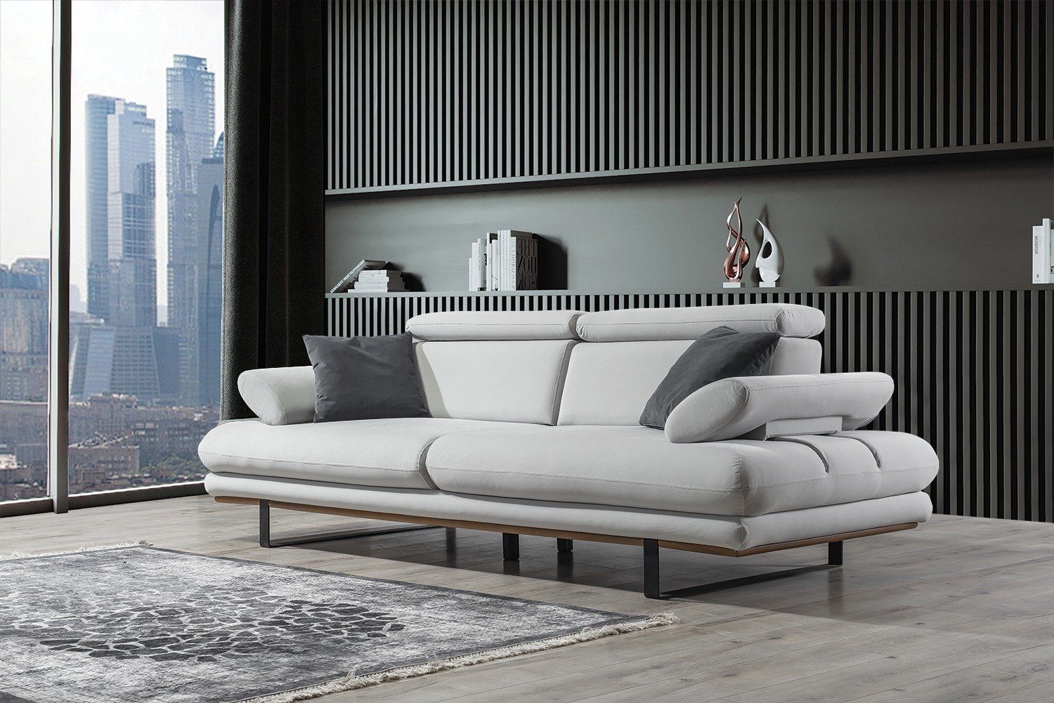 Villa Möbel Sofa Energy, 1 Stk. 2-Sitzer, Quality Made in Turkey, stylische Sitztiefen- und Armlehnenverstellung Seidengrau