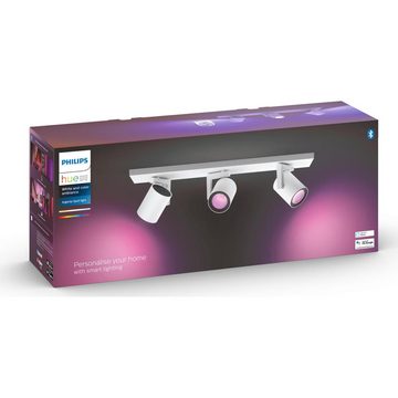 Philips Hue LED Deckenstrahler Bluetooth White & Color Ambiance Argenta - Spot Weiß 3-flammig, keine Angabe, Leuchtmittel enthalten: Ja, LED, warmweiss, Deckenstrahler, Deckenspot, Aufbaustrahler