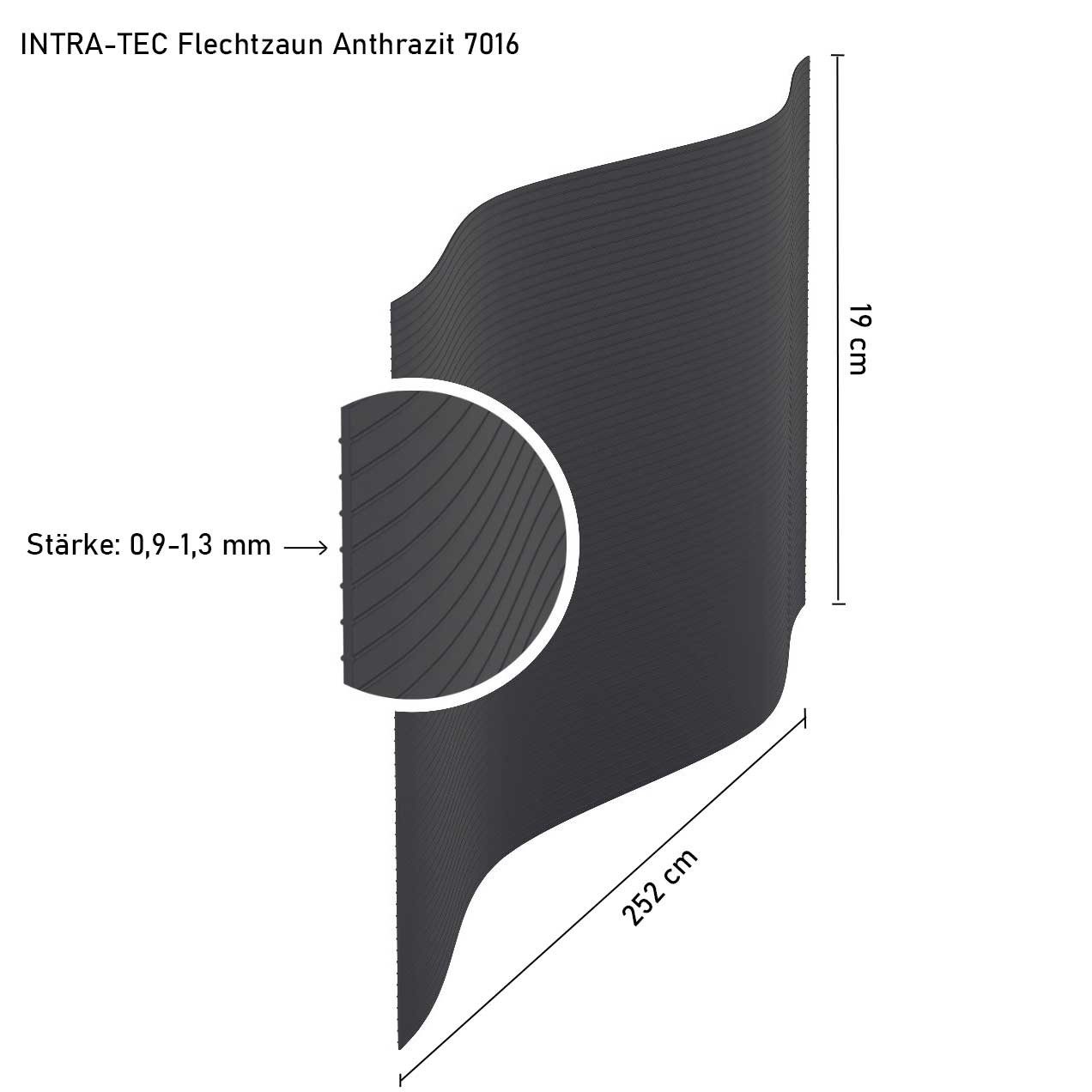 INTRA-TEC Sichtschutzstreifen Zaun-Sichtschutzstreifen aus Hart-PVC 252x19 cm Doppelstabmattenzäune, Windschutz, einfach zuschneidbar, pflegeleicht – Bild 2 von 4