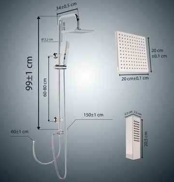 aquaSu Duschsystem Proda, Höhe 99 cm, 1 Strahlart(en), Duschsystem, Kopfbrause Regenstrahl, Handbrause Normalstrahl, Anti-Kalk, 723299