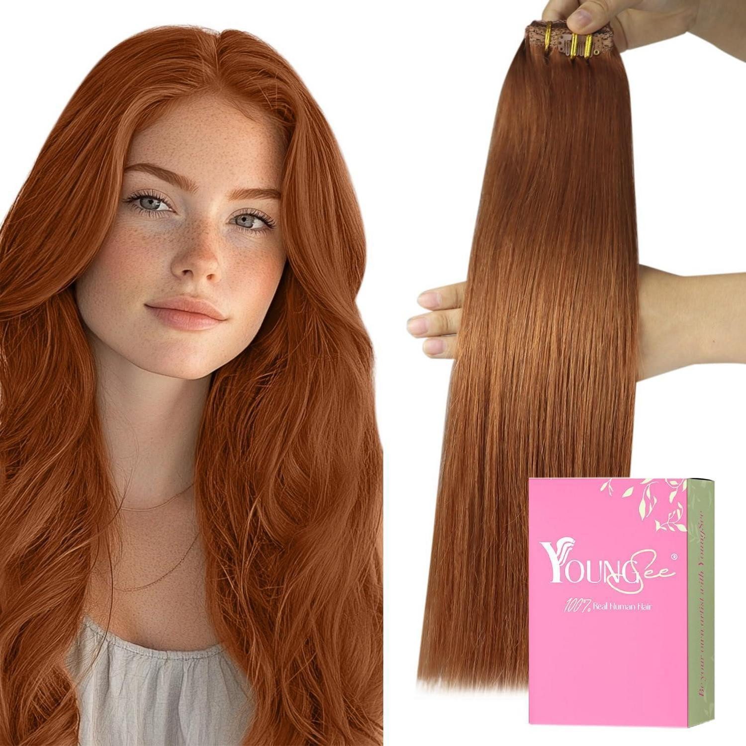 Echthaar-Extension Extensions Clip in Echthaar 45 cm 120 g 7 1-Clip-4-#330 45 cm-120g