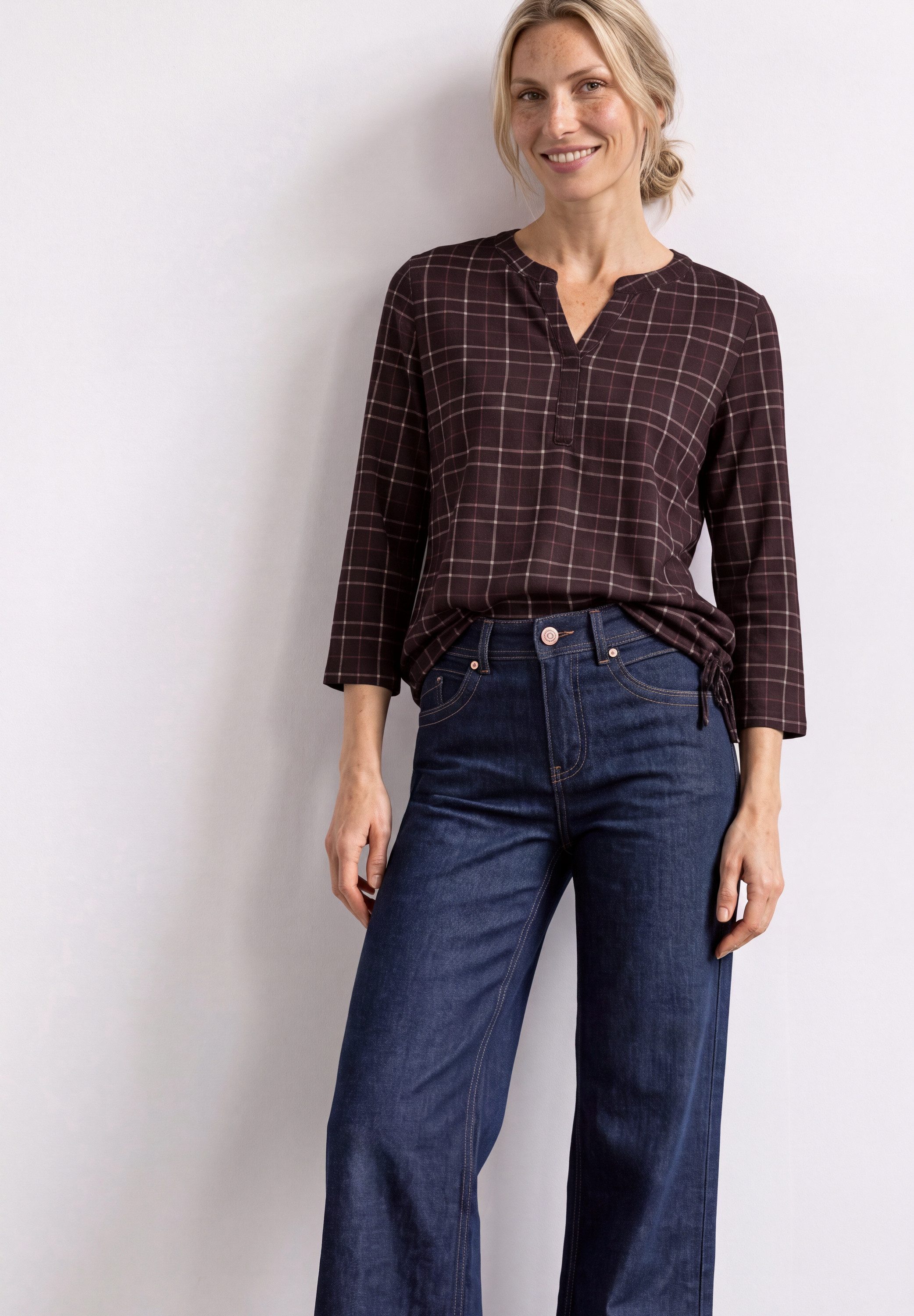 STREET ONE 3/4-Arm-Shirt Sommershirt mit Split Neck und Print