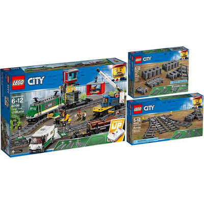LEGO® Spielbausteine 60198-205-238 City 3er Set Güterzug + Schienen + Weichen
