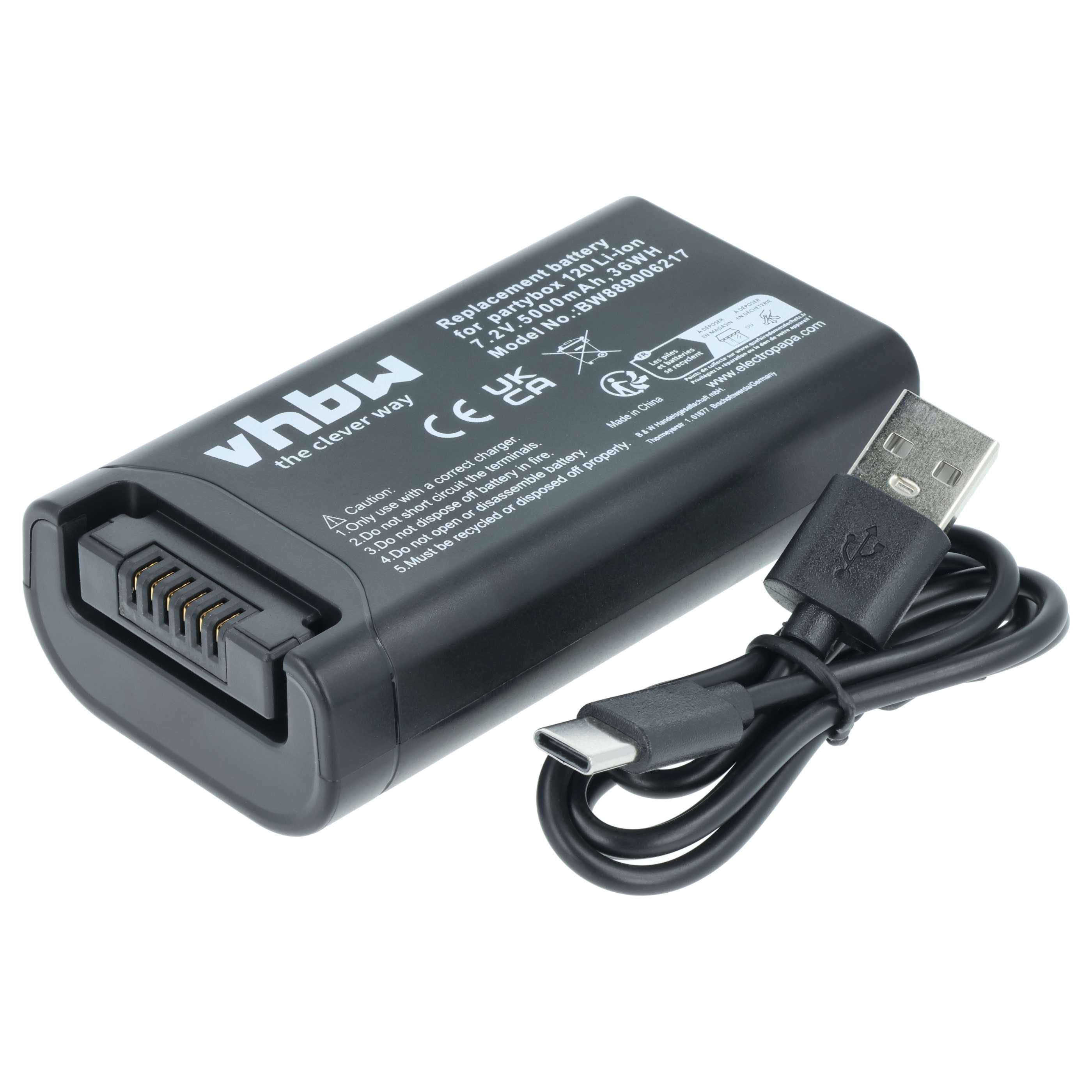 vhbw Akku passend für JBL Club 120 Lautsprecher (5000 mAh, 7,2 V, Li-Ion) Akku Akku Li-Ion 5000 mAh (7,2 V, 1 St), Leistungsfähiger Austausch-Akku für Outdoor Lautsprecher