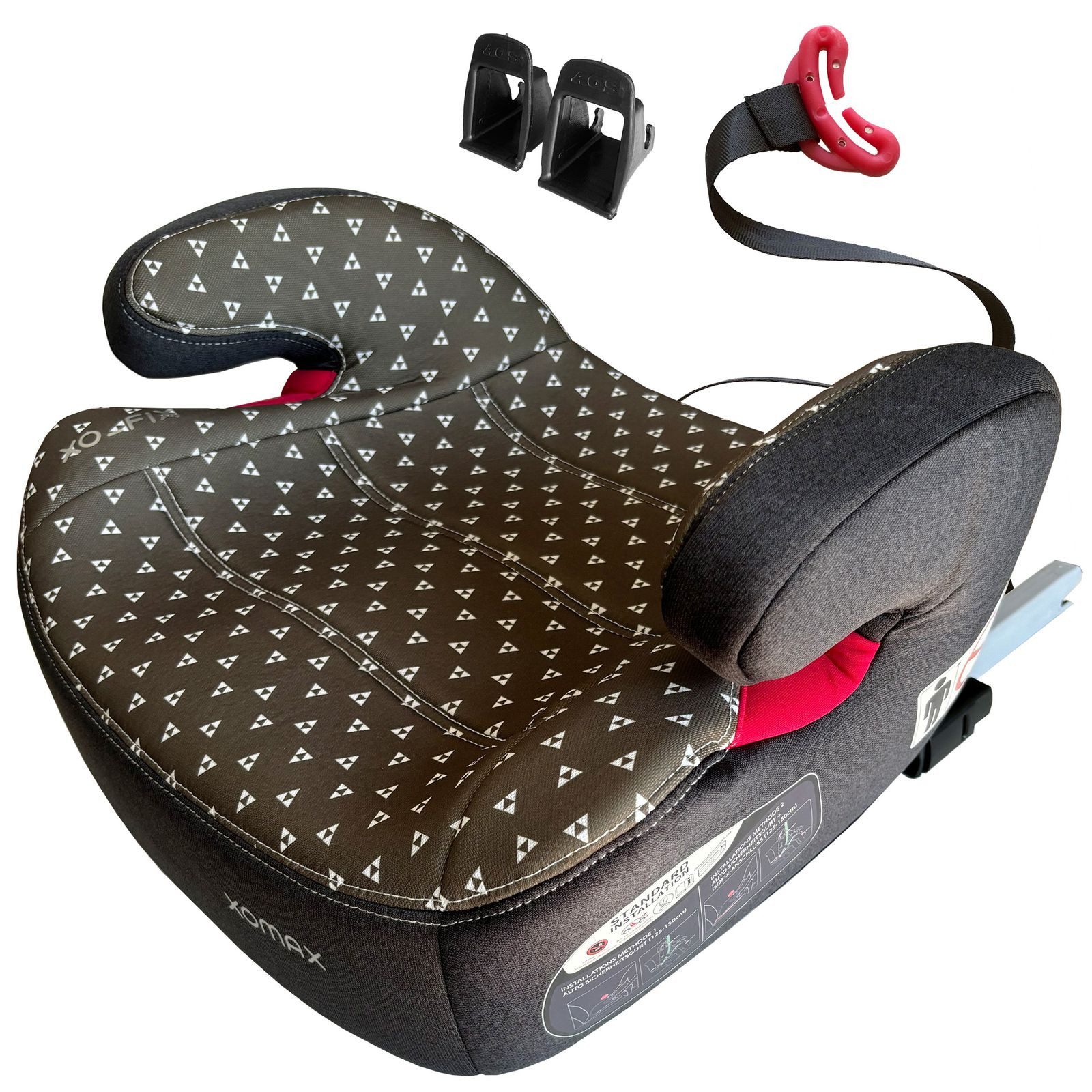XOMAX Kindersitzerhöhung mit ISOFIX für 6 bis 12 Gruppe 2/3 mit Armlehnen ECE R129 Zeichen, ab: 6 Jahren, bis: 12 Jahren