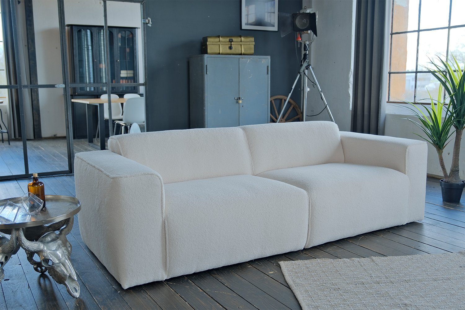 KAWOLA 3-Sitzer NELE, Sofa, Stoff od. Cord, mit od. ohne Hocker, versch.  Farben | Einzelsofas