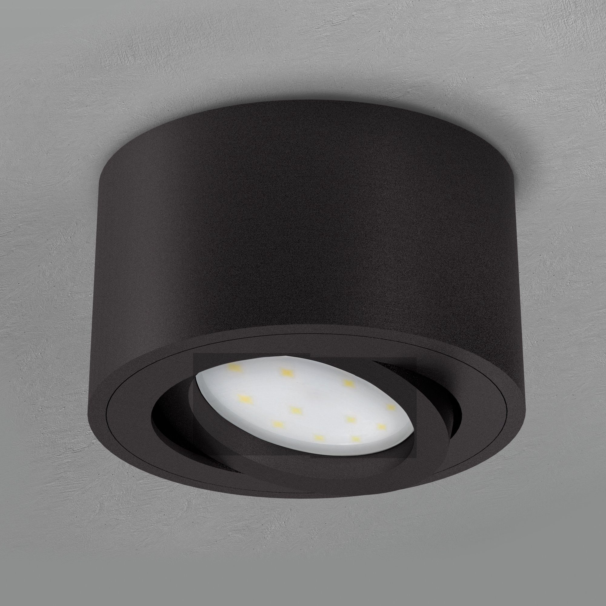 SSC-LUXon LED Aufbaustrahler CELI-1BM Decken Aufbauspot flach schwenkbar in schwarz mit LED Modul, Neutralweiß