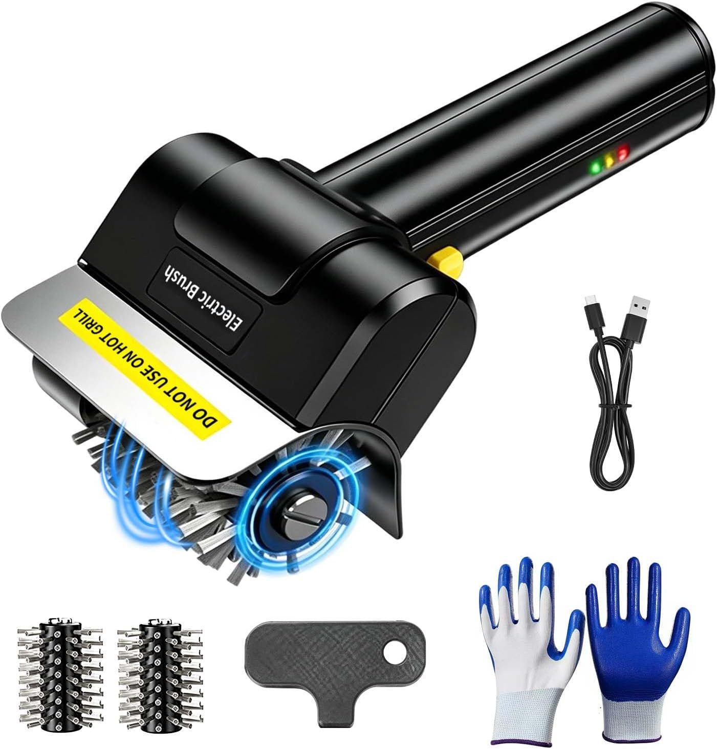 Athlix Grillbürste Elektrische Akku-Grillreinigungsbürste Grill Bürste, Langlebige Edelstahl-Walze, Ergonomisch & Leicht