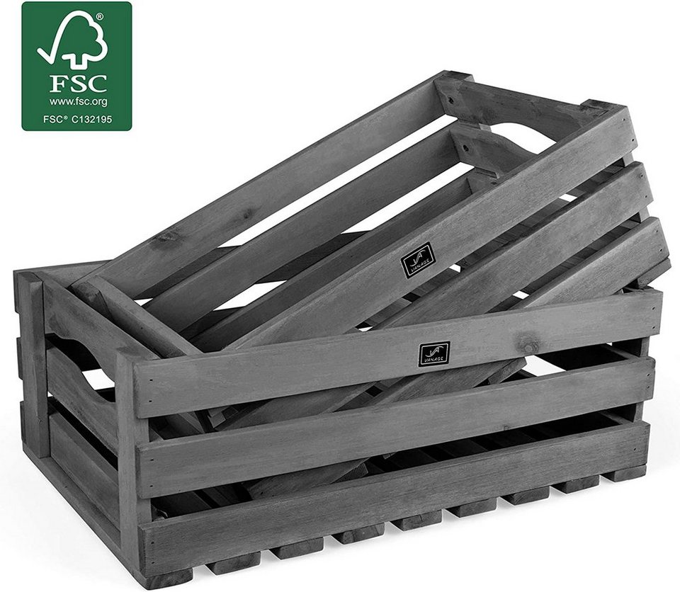 VANAGE Holzkiste »VG-7269«, Aufbewahrungskisten aus Akazienholz, 2er