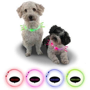riijk Leuchthalsband LED Hundehalsband, Kunststoff, individuell einfach mit der Schere in der Länge anpassbar