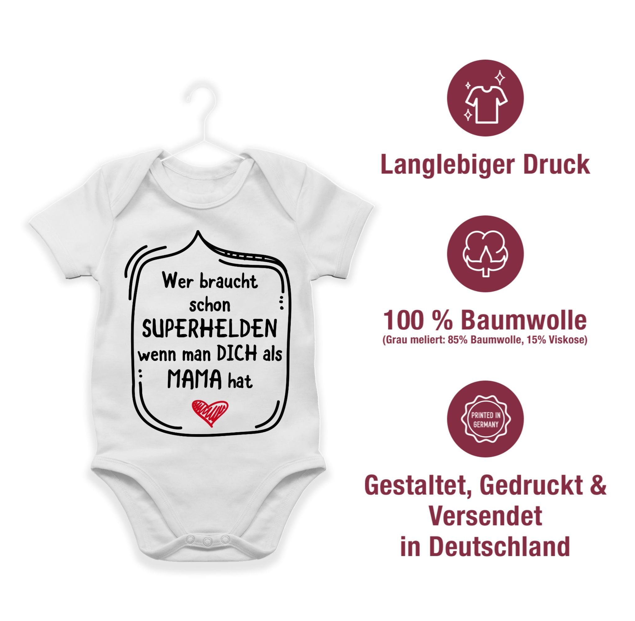 dich Shirtbody man braucht als Weiß Wer hat wenn Shirtracer 1 Mama Muttertagsgeschenk Superhelden schon (1-tlg)