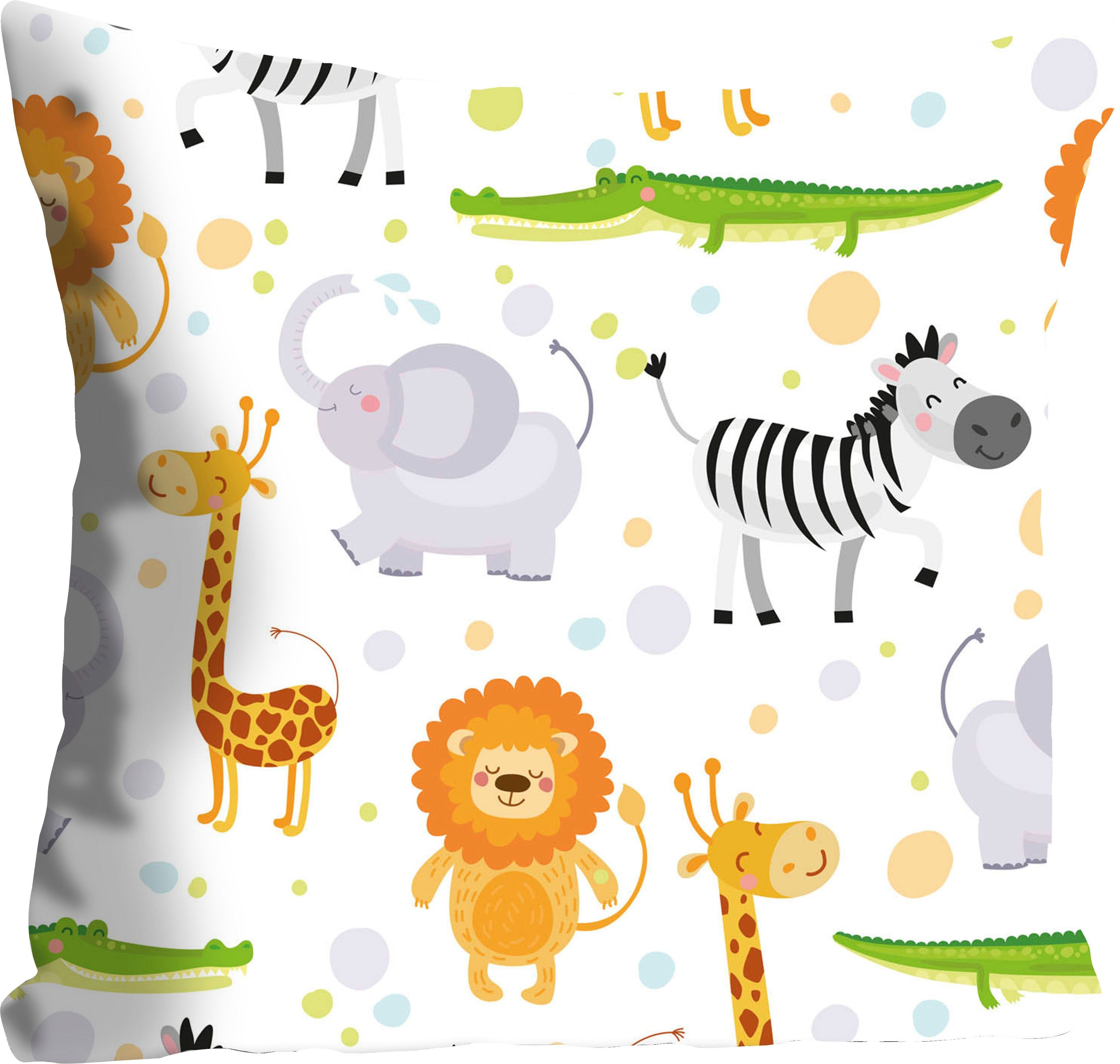 queence Dekokissen Sandy, für Kinder mit Giraffe, Zebra und Elefant