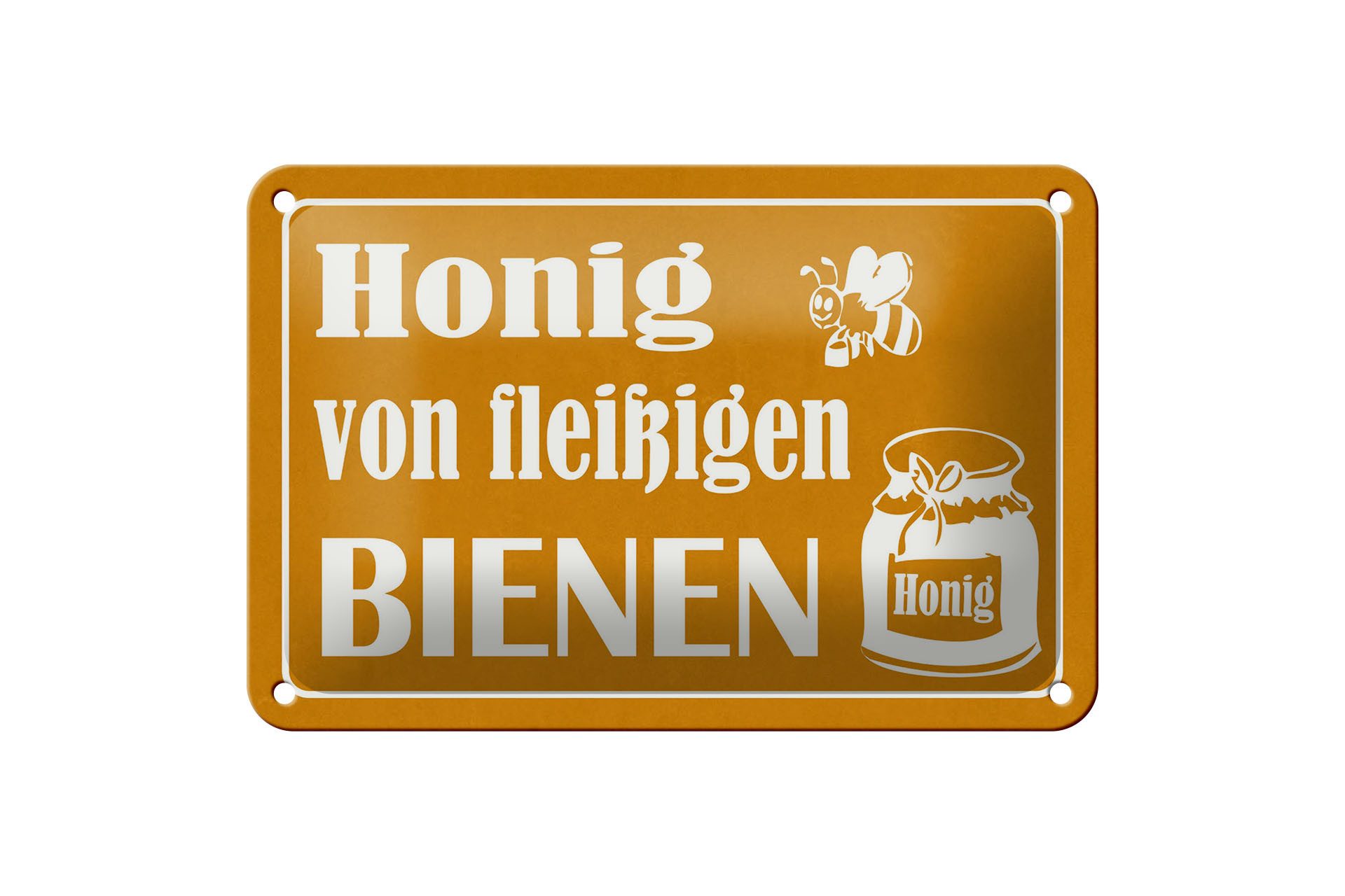 Femer GmbH Metallschild Reklame 12x18 cm Honig von fleißigen Bienen, (1 St), gewölbte Oberfläche, abgerundete Ecken, umgeschlagene Kanten