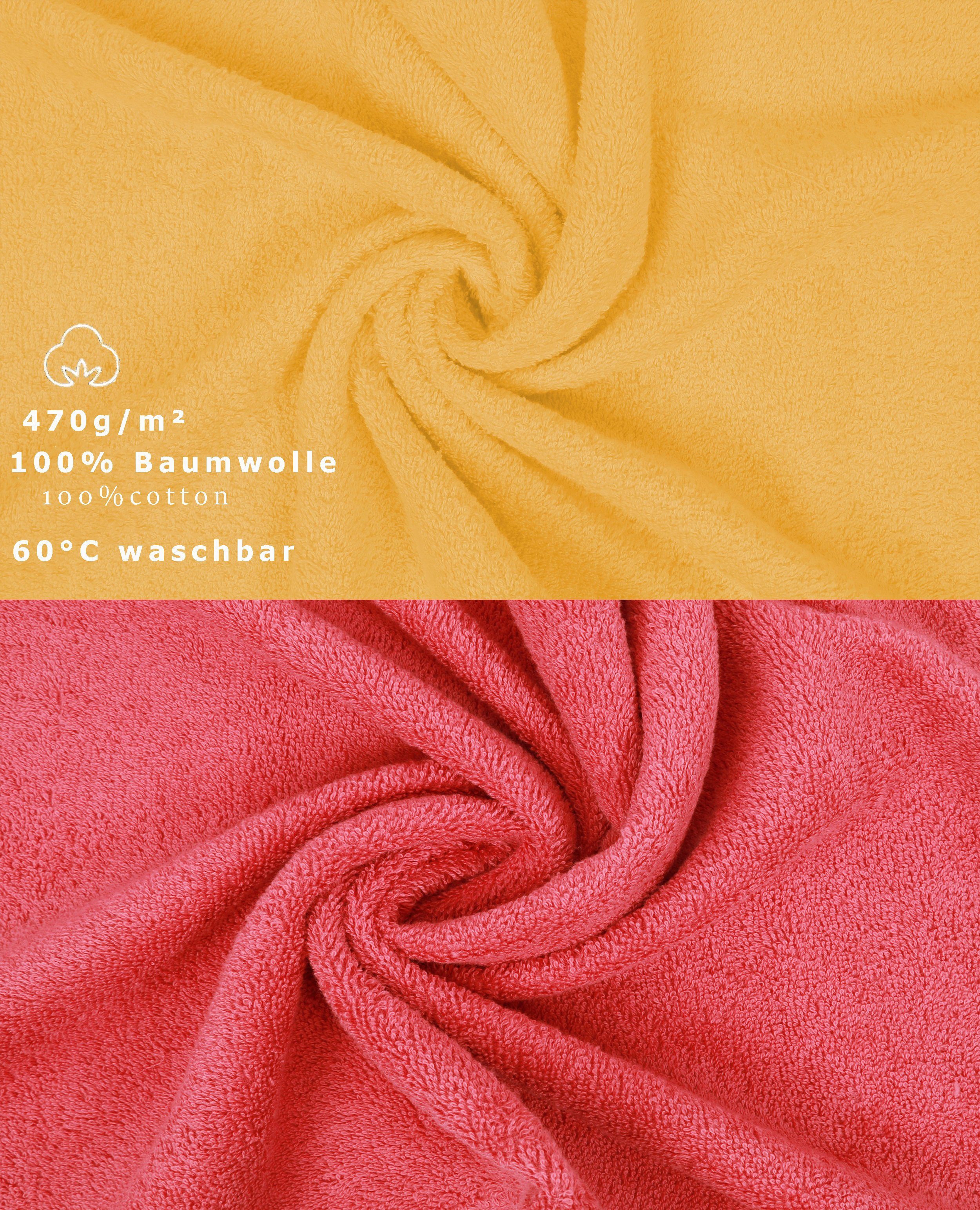 Set 12-tlg. honiggelb/Himbeere, Handtuch Baumwolle, Betz Farbe 100% (12-tlg) Premium Handtuch Set