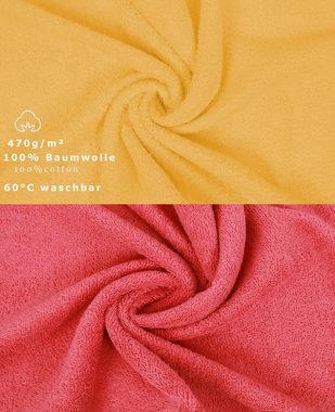 Betz Handtuch Set 12-tlg. Handtuch Set Premium Farbe honiggelb/Himbeere, 100% Baumwolle, (12-tlg)