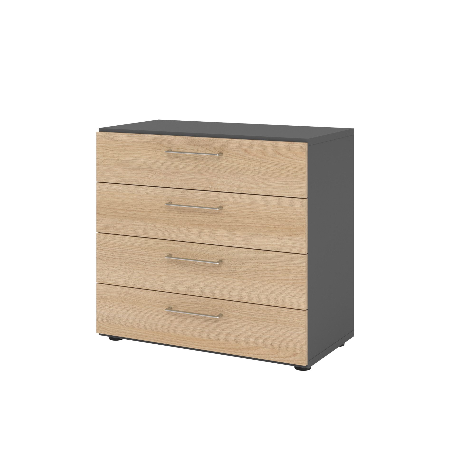 Hängeschuhschrank Regal 2OH 4 Schübe graphit/Eiche