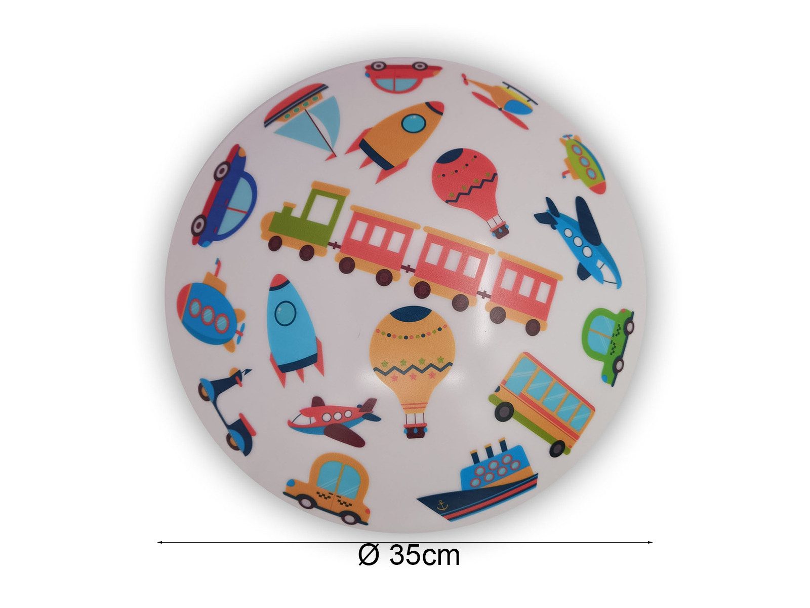 niermann LED Deckenleuchte mit bunten Fahrzeugen Motiv, Ø 35cm, Dimmfunktion, Über Schalter in 3 Stufen dimmbar, LED wechselbar, Warmweiß, Coole Kinder-Lampe flach für die Decke im Jugendzimmer
