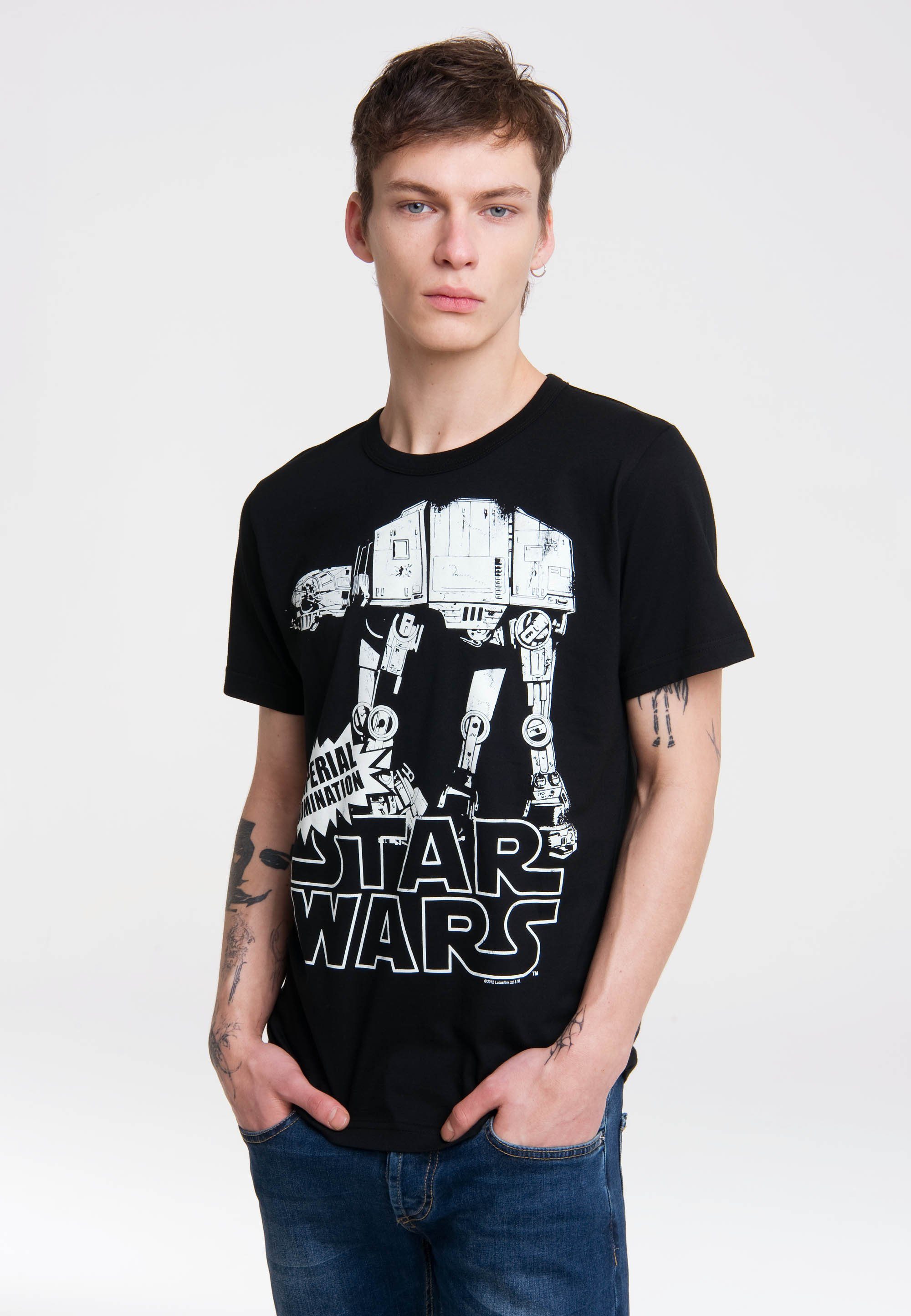 T-Shirt der - Sterne coolem LOGOSHIRT mit Krieg Frontprint AT AT-