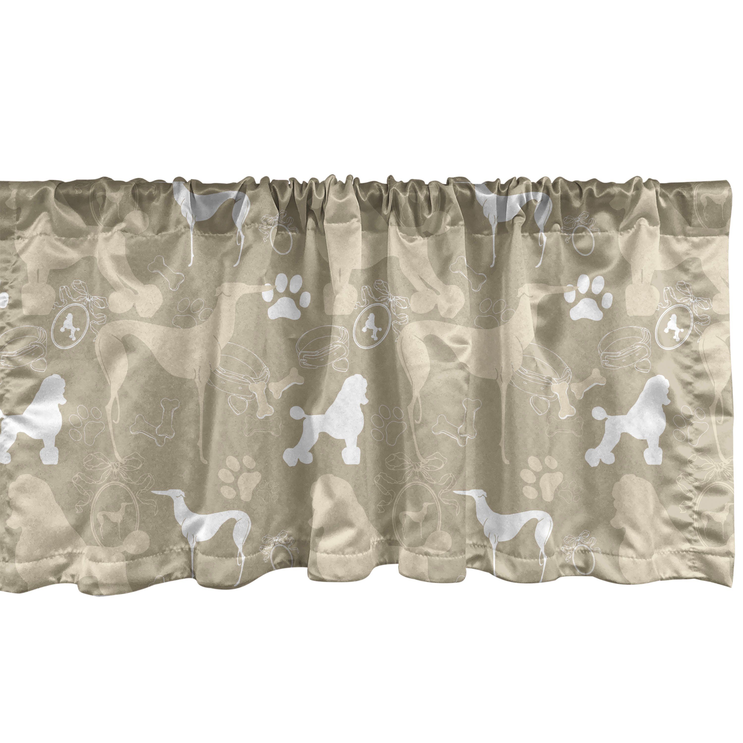 Scheibengardine Vorhang Volant Pet für mit Leine Küche Abakuhaus, Hundeliebhaber Dekor Schlafzimmer Microfaser, Stangentasche, Tiere