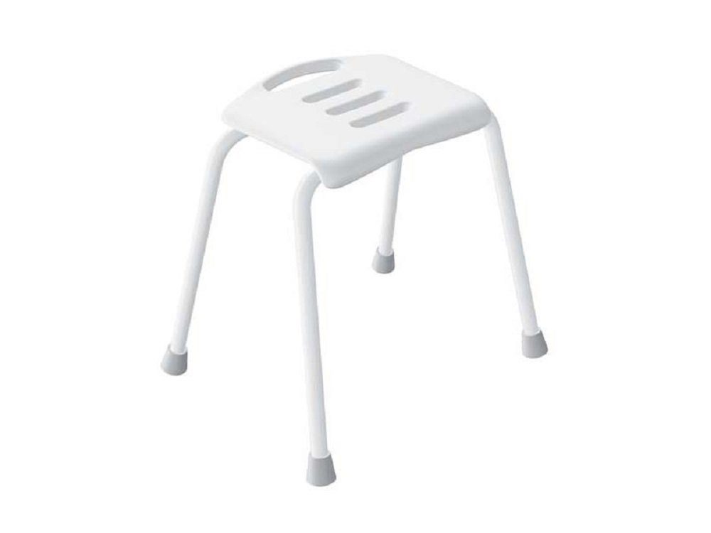 spirella Dusch- und Badhocker VIVAWELL, belastbar bis 130 kg, Hochwertiges Aluminium pulverbeschichtet, Rostfrei, Ergonomisch geformt mit großer Sitzfläche, Rutschfester Stand durch gummierte Füße, Belastbar bis 130 kg