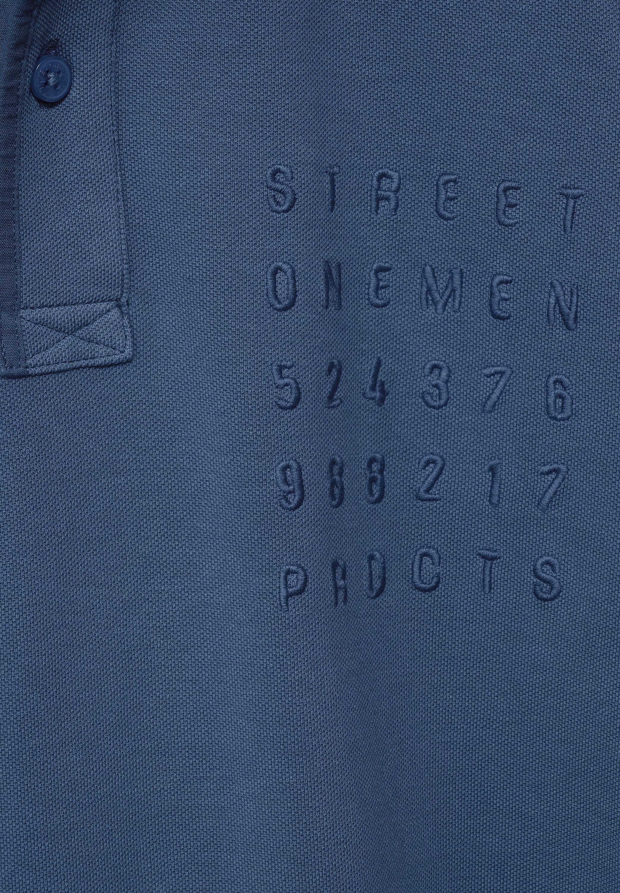 STREET mit Wording-Print ONE indigo MEN Poloshirt blue