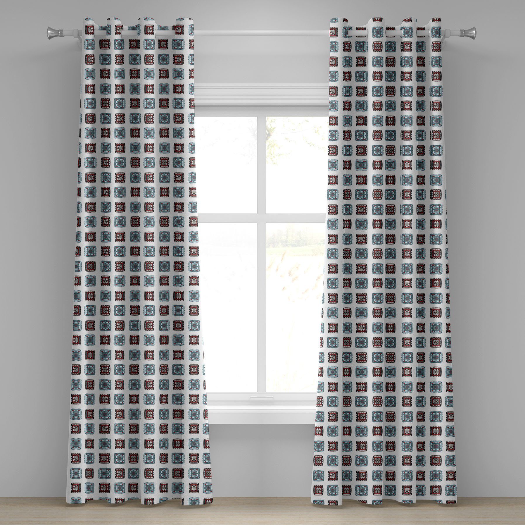 Gardine Dekorative 2-Panel-Fenstervorhänge für Schlafzimmer Wohnzimmer, Abakuhaus, Stoff Aztec Ethnic