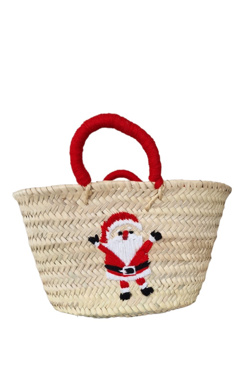 Jonakid Aufbewahrungskorb Palmblattkorb, Weihnachtsmann, handgefertigt