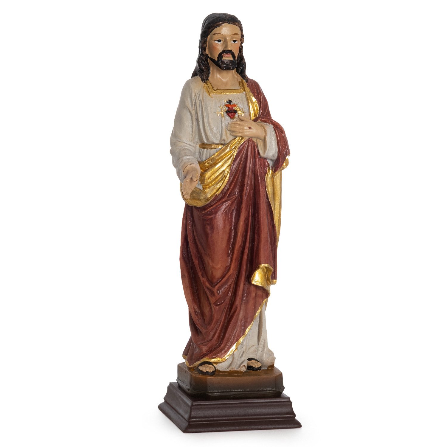 Moritz Dekofigur Jesus Christus Statue 22 cm Heiligenfigur mit Herz Dekoration kirche, Polyresin Figuren Deko Geschenk Geometrische TierFigur Modern Skulptur