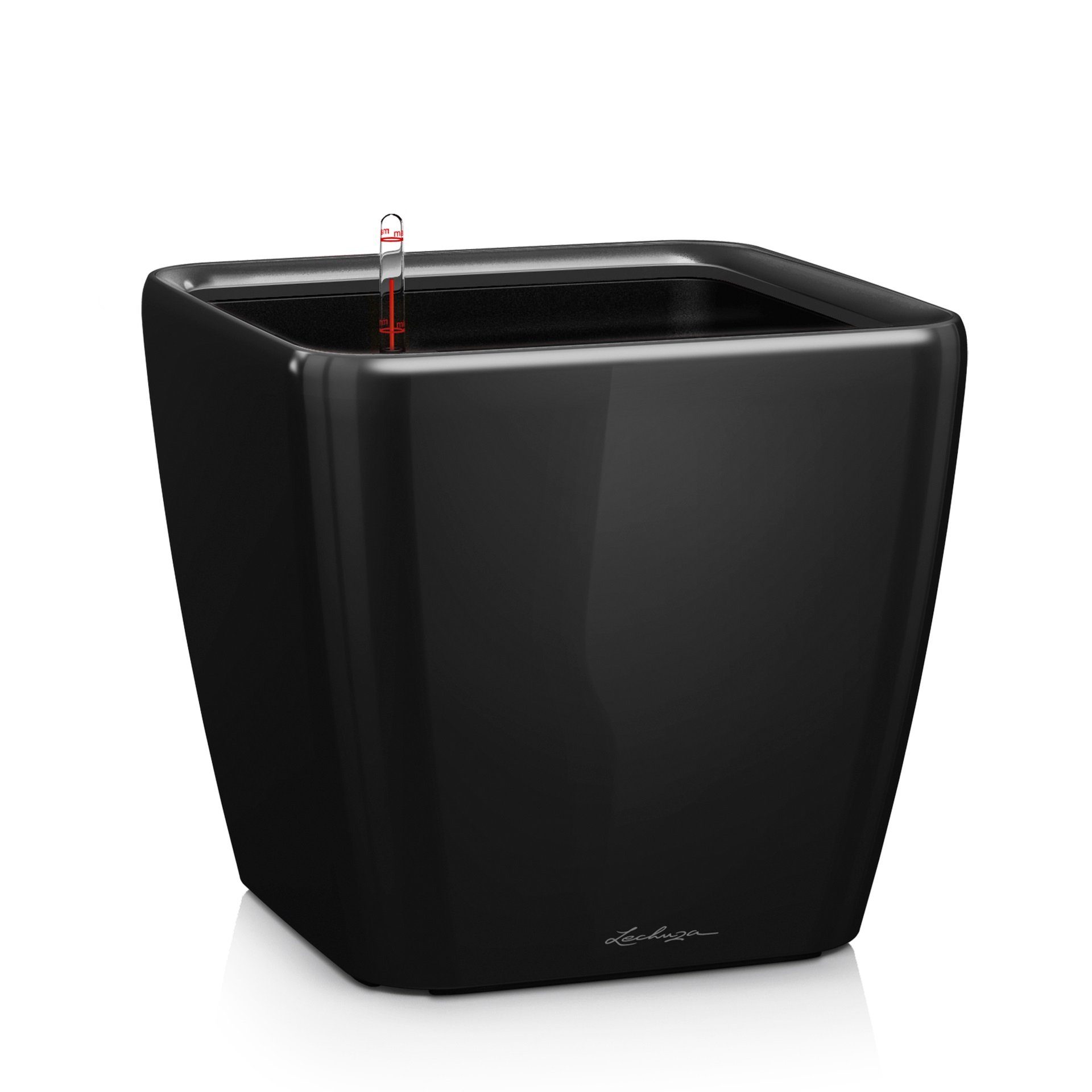 Lechuza® Pflanzkübel Pflanzgefäß Quadro LS 28 schwarz hochglanz