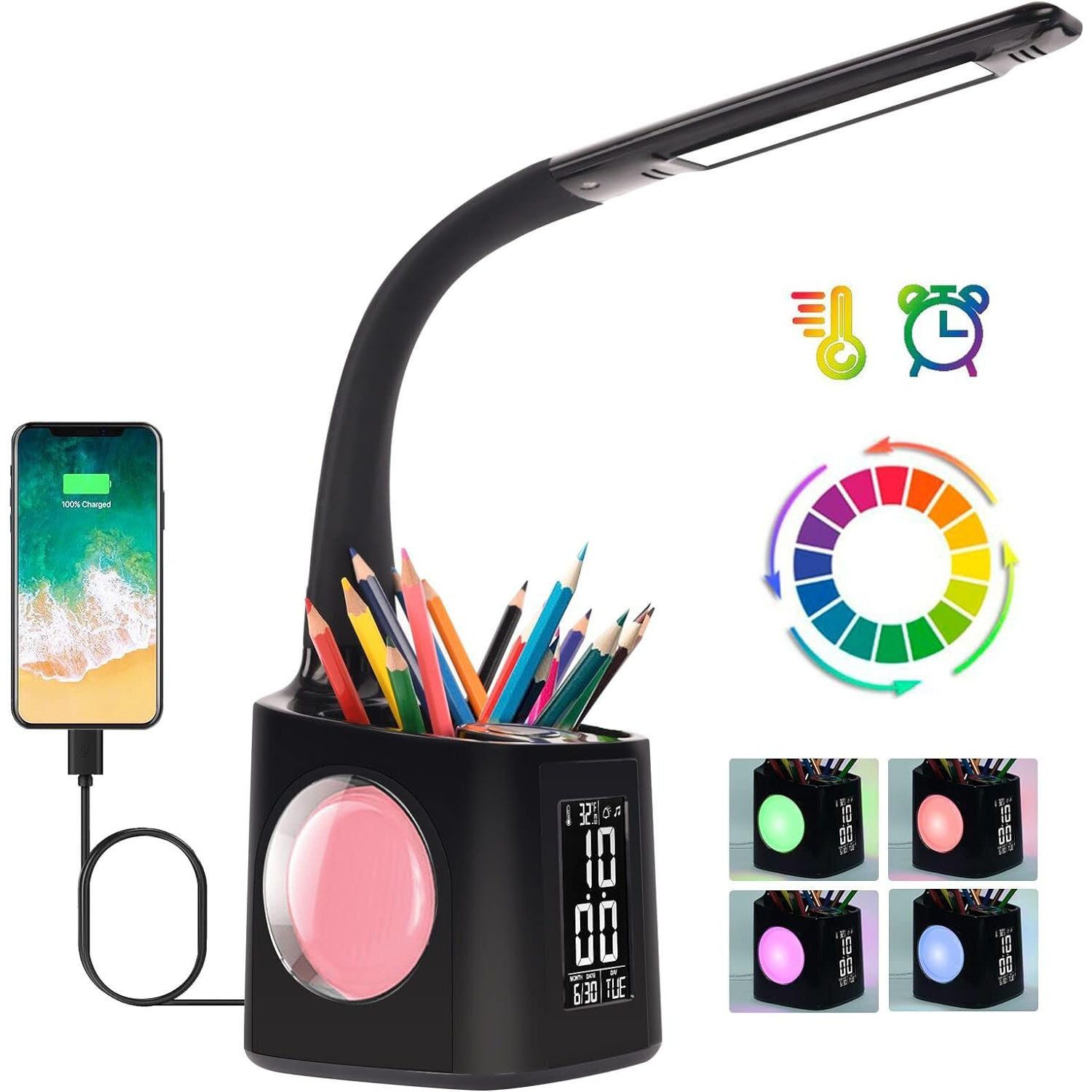 Schreibtischlampe Nachttischlampe Tischlampe Leuchte mit Akku Stifthalter