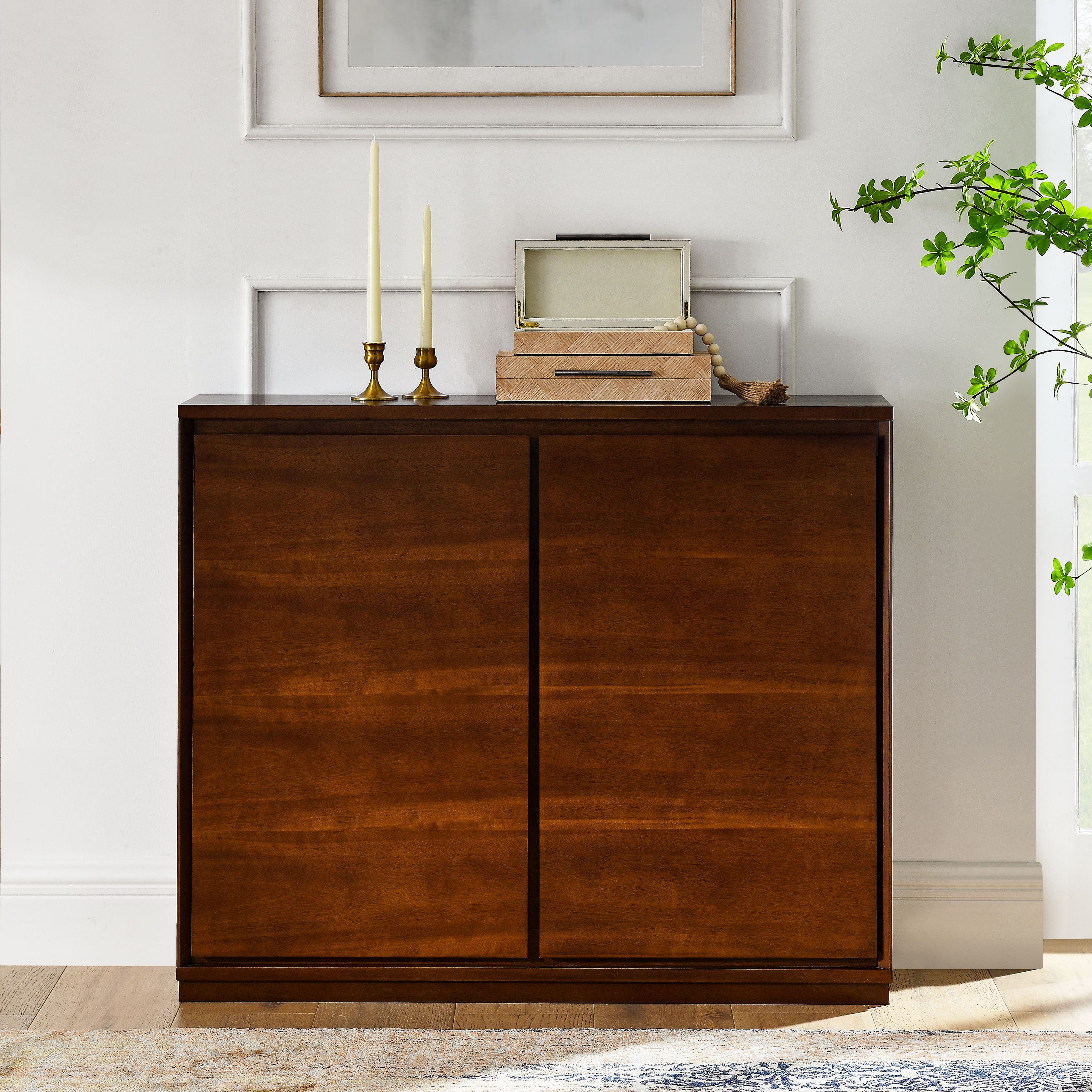Celya Sideboard Buffetschrank, 99×23.5×82.3 cm mit 2 Tür (Aufbewahrungsschrank für Eingangsbereich, Wohnzimmer, Küche, Esszimmer)