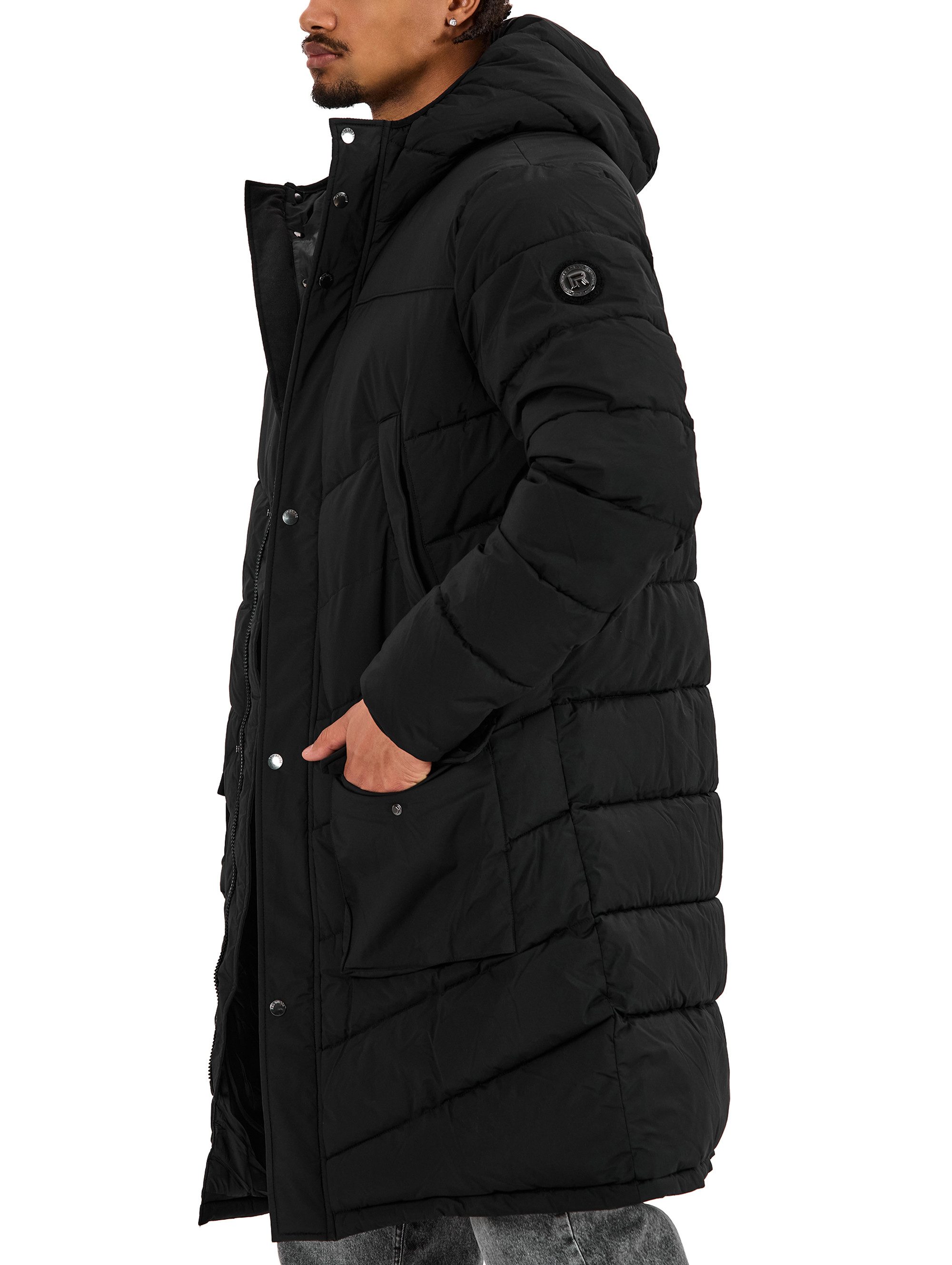 RedBridge Winterjacke mit Kapuze Langer Steppmantel mit praktischen Taschen Warm, wind- und wasserabweisend