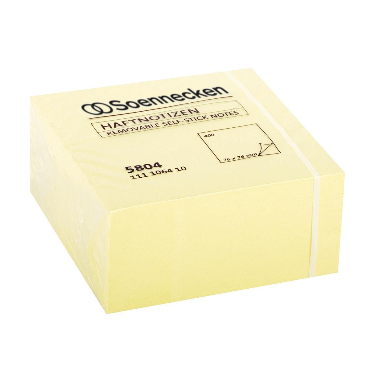 Haftnotizblock Soennecken Haftnotizwürfel 5804 75x75mm 400Blatt gelb